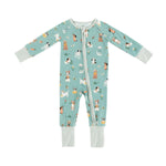Dreamlet Puppy Egg Hunt Convertible Zip Footies Aquamarine Sleepwear - Everetts Place Boutique - 