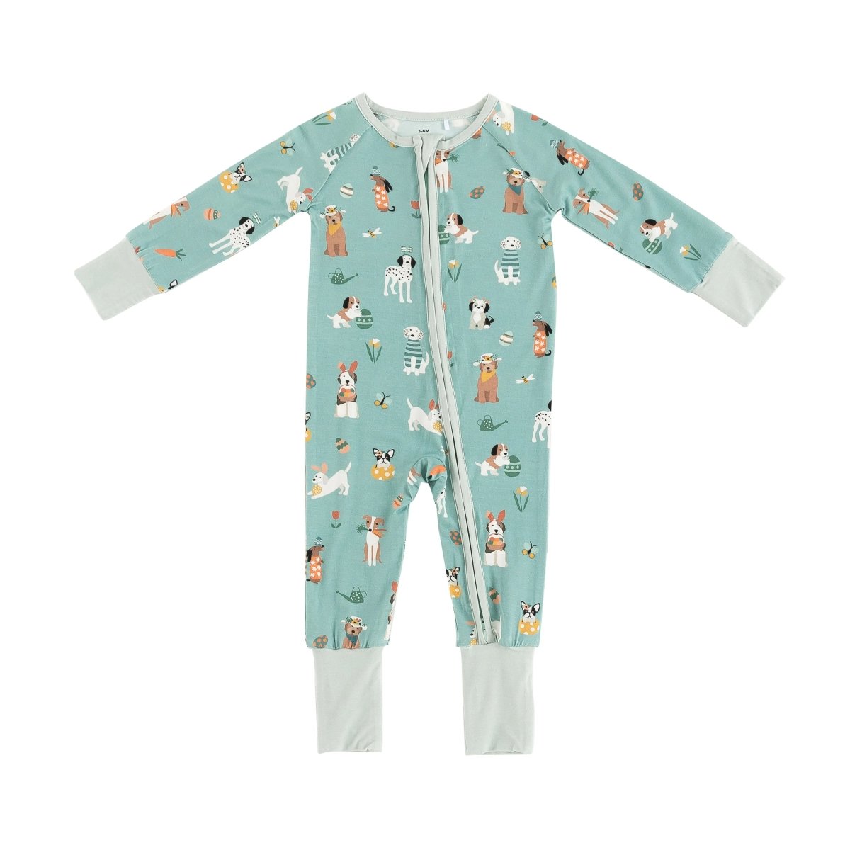 Dreamlet Puppy Egg Hunt Convertible Zip Footies Aquamarine Sleepwear - Everetts Place Boutique - 