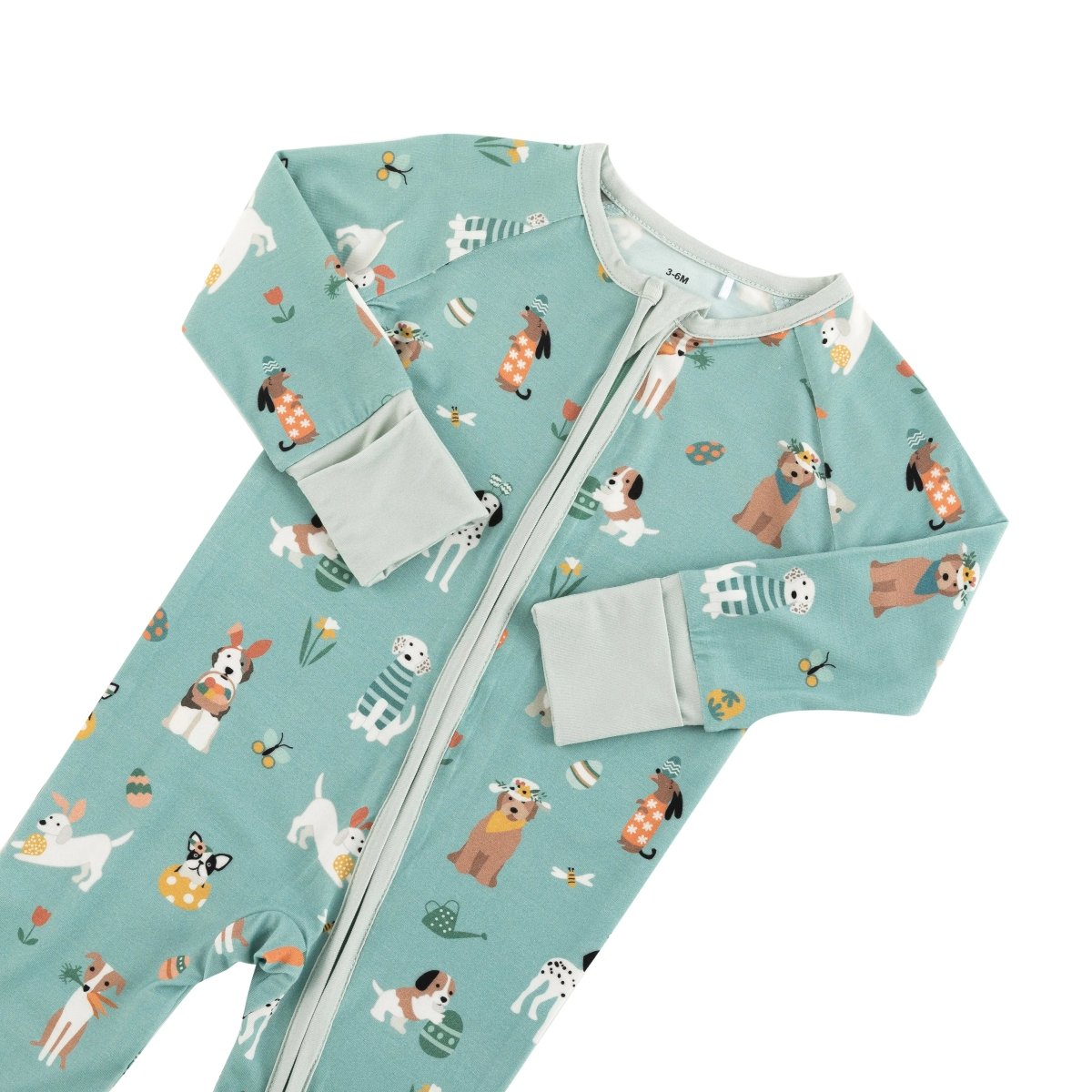 Dreamlet Puppy Egg Hunt Convertible Zip Footies Aquamarine Sleepwear - Everetts Place Boutique - 