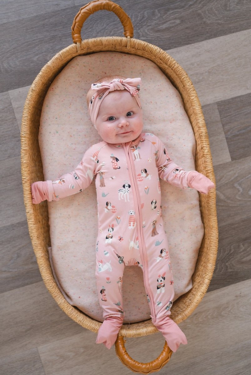 Dreamlet Puppy Egg Hunt Convertible Zip Footies Pink Zipper - Everetts Place Boutique - 