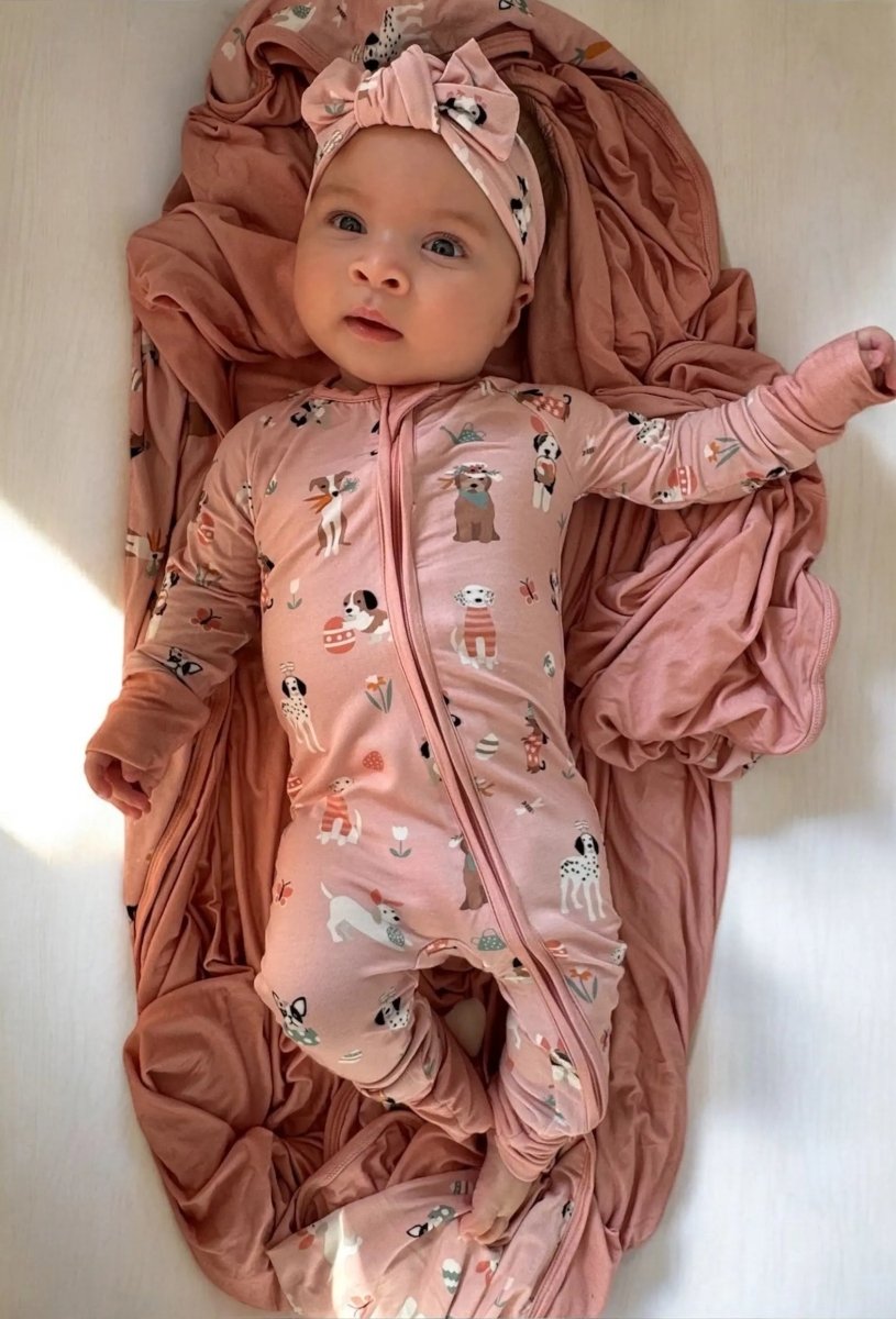 Dreamlet Puppy Egg Hunt Convertible Zip Footies Pink Zipper - Everetts Place Boutique - 
