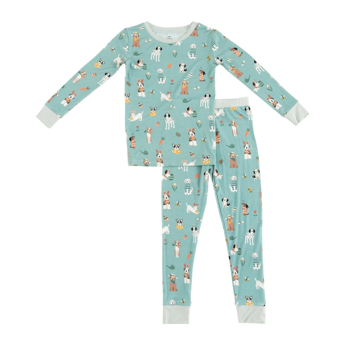 Dreamlet Puppy Egg Hunt Long Sleeve Pajamas Aquamarine Dreamlet - Everetts Place Boutique - 