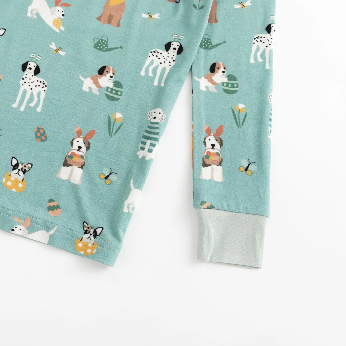 Dreamlet Puppy Egg Hunt Long Sleeve Pajamas Aquamarine Dreamlet - Everetts Place Boutique - 
