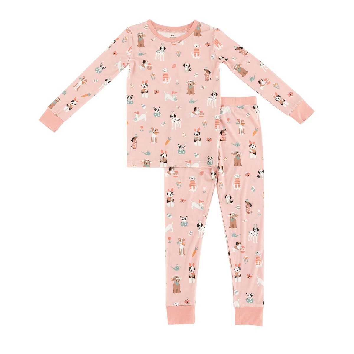 Dreamlet Puppy Egg Hunt Long Sleeve Pajamas Pink Dreamlet Set - Everetts Place Boutique - 