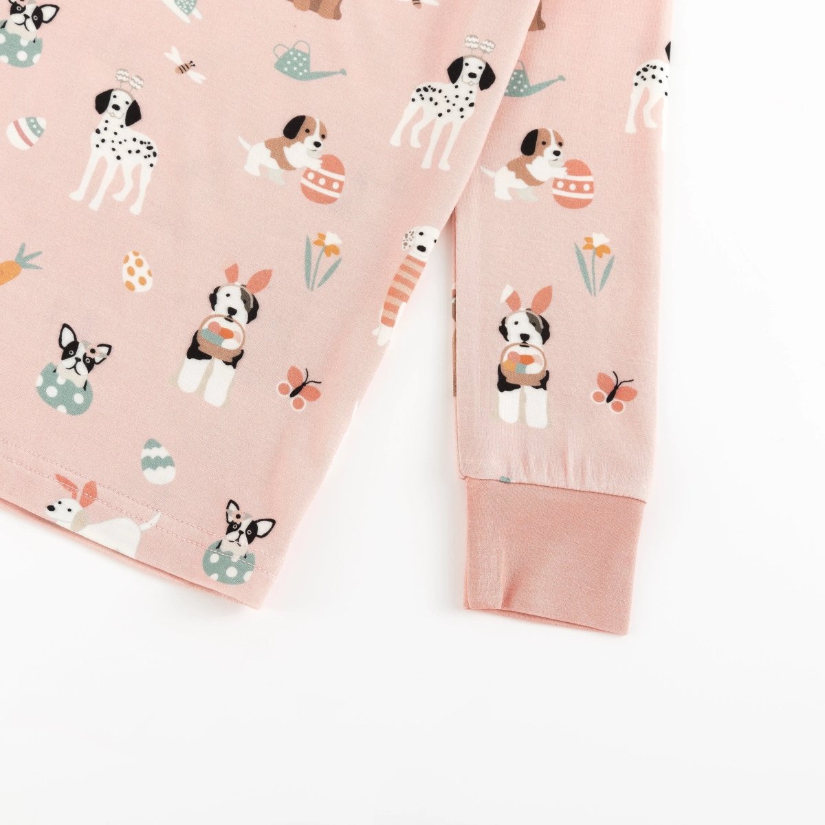 Dreamlet Puppy Egg Hunt Long Sleeve Pajamas Pink Dreamlet Set - Everetts Place Boutique - 