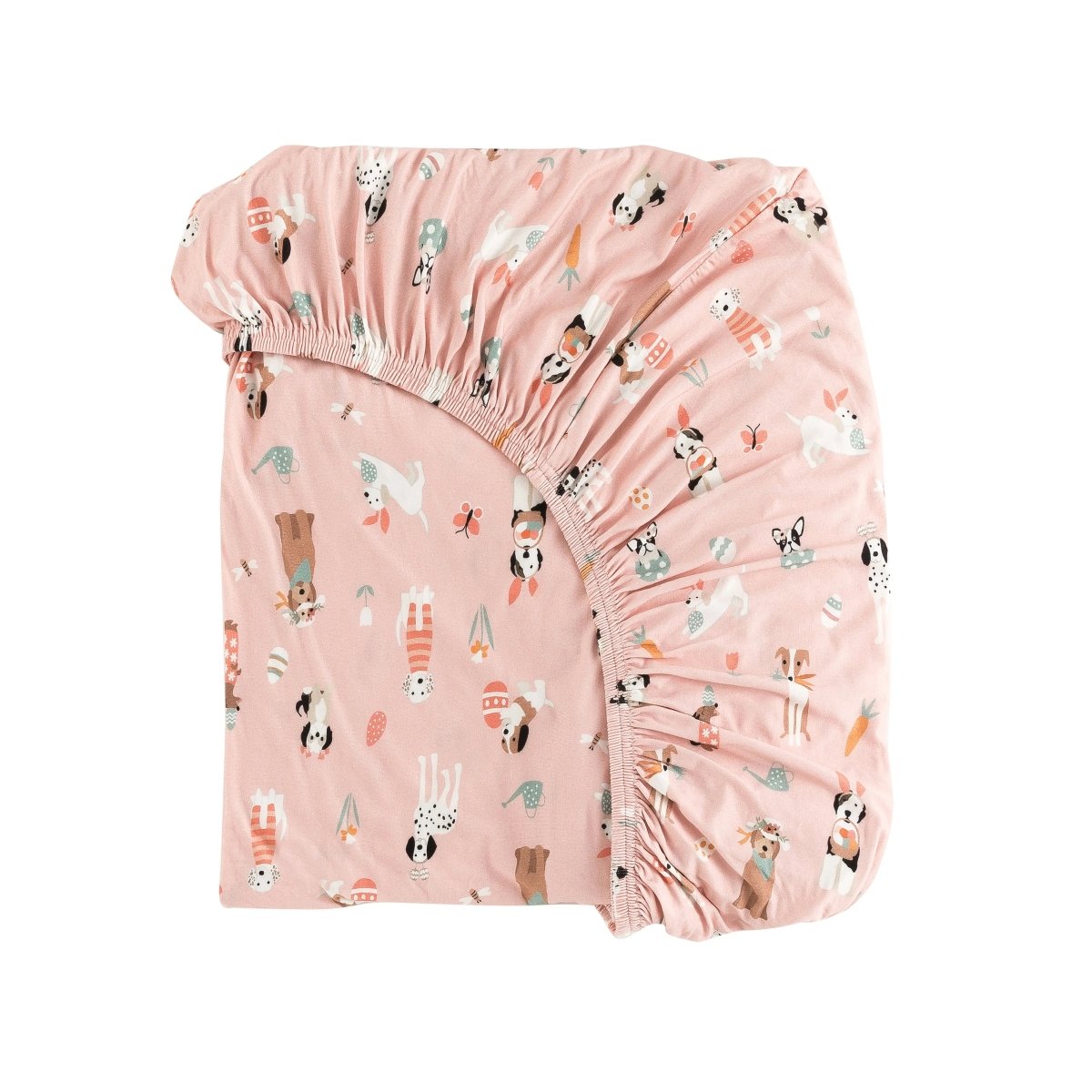 Dreamlet Puppy Egg Hunt Pink Fitted Crib Sheet Dreamlet Baby - Everetts Place Boutique - 