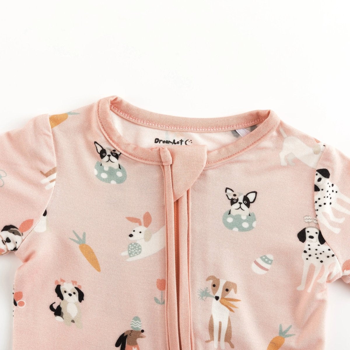 Dreamlet Puppy Egg Hunt Pink Romper Dreamlet Soft Breathable - Everetts Place Boutique - 