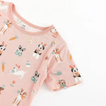Dreamlet Puppy Egg Hunt Short Sleeve Pajama Set Pink Two Piece - Everetts Place Boutique - 