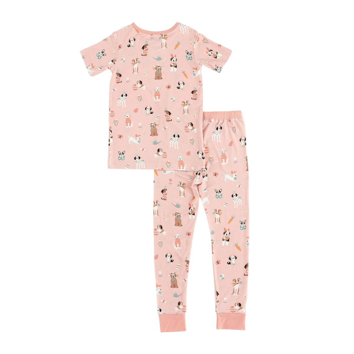 Dreamlet Puppy Egg Hunt Short Sleeve Pajama Set Pink Two Piece - Everetts Place Boutique - 
