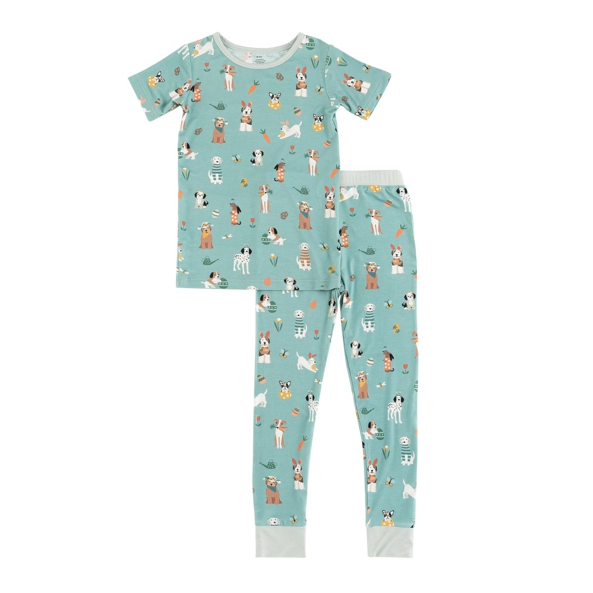 Dreamlet Puppy Egg Hunt Short Sleeve Pajamas Aquamarine Dreamlet - Everetts Place Boutique - 