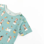 Dreamlet Puppy Egg Hunt Short Sleeve Pajamas Aquamarine Dreamlet - Everetts Place Boutique - 