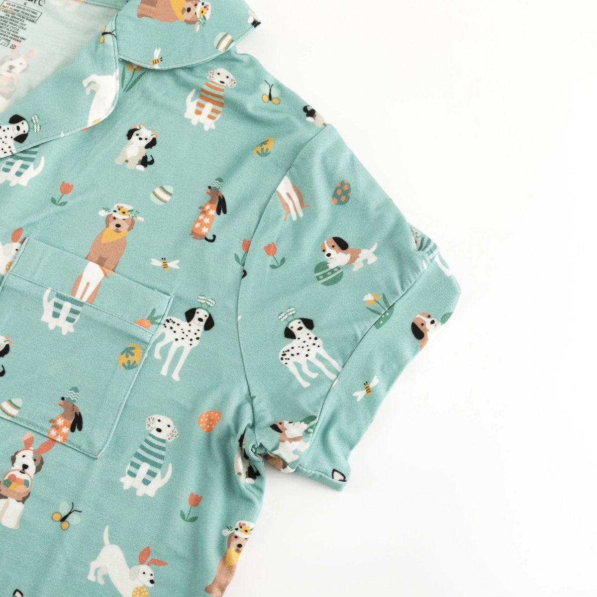Dreamlet Puppy Egg Hunt Womens Short Sleeve Pajama Set Aquamarine - Everetts Place Boutique - 