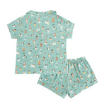 Dreamlet Puppy Egg Hunt Womens Short Sleeve Pajama Set Aquamarine - Everetts Place Boutique - 