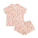 Dreamlet Puppy Egg Hunt Womens Short Sleeve Pajama Set Pink Dreamlet - Everetts Place Boutique - 