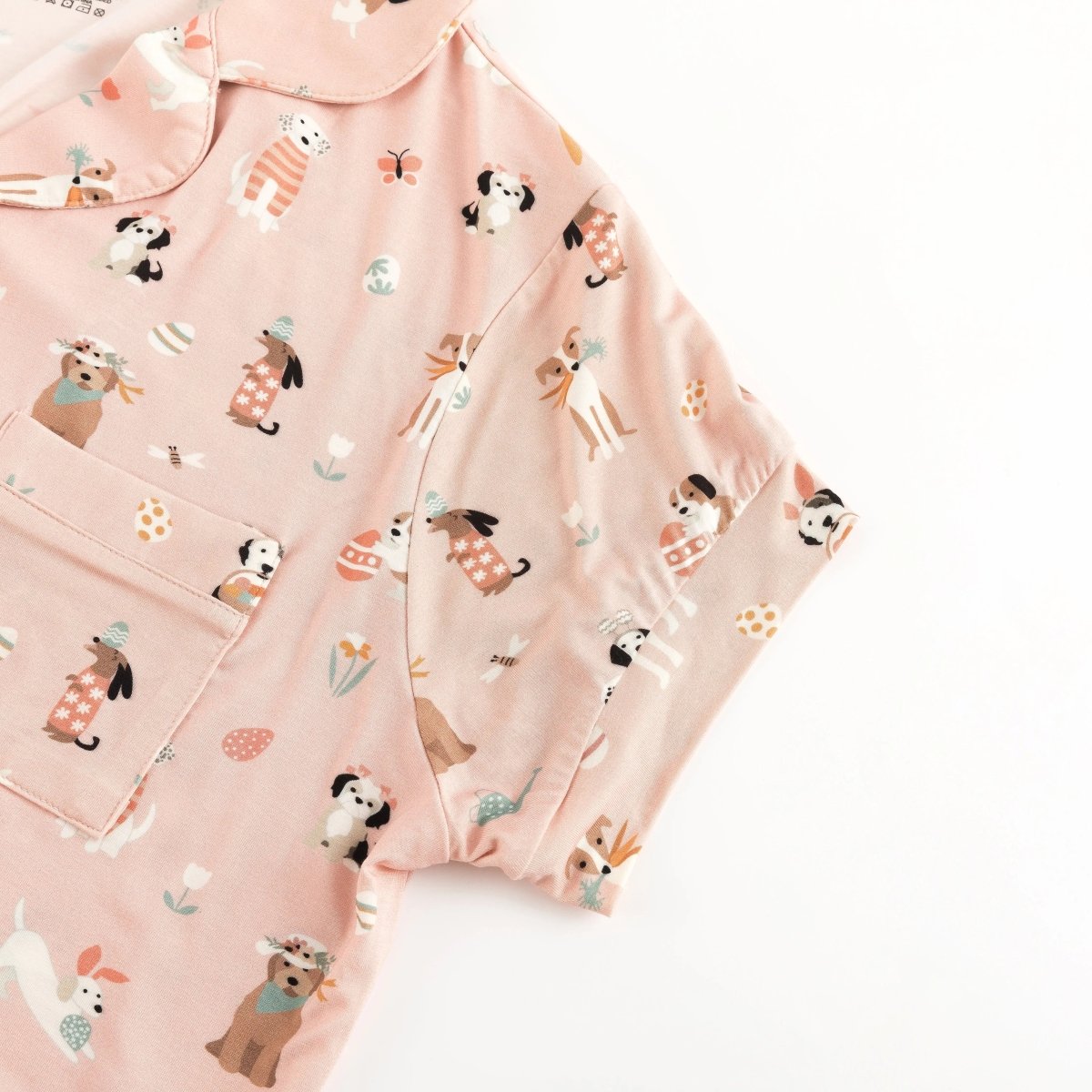 Dreamlet Puppy Egg Hunt Womens Short Sleeve Pajama Set Pink Dreamlet - Everetts Place Boutique - 
