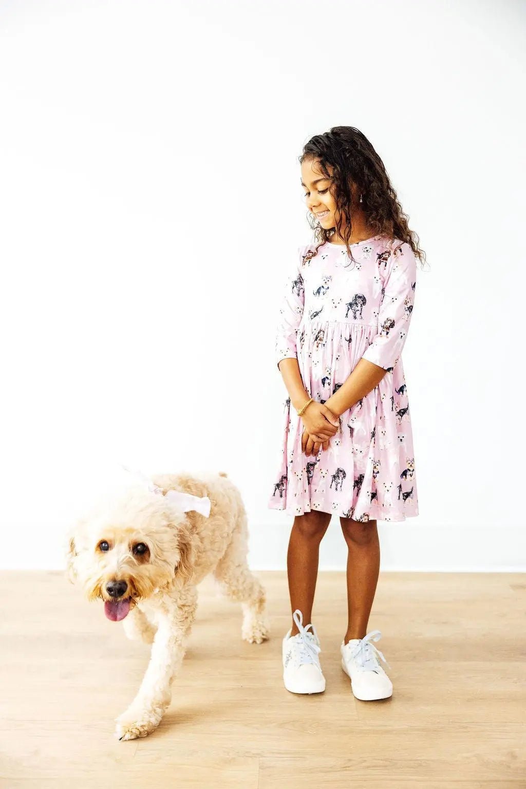 Mila & Rose ® Puppy Kisses 3/4 Sleeve Pocket Twirl Dress - 