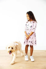 Mila & Rose ® Puppy Kisses 3/4 Sleeve Pocket Twirl Dress - 