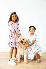 Mila & Rose ® Puppy Kisses 3/4 Sleeve Pocket Twirl Dress - 
