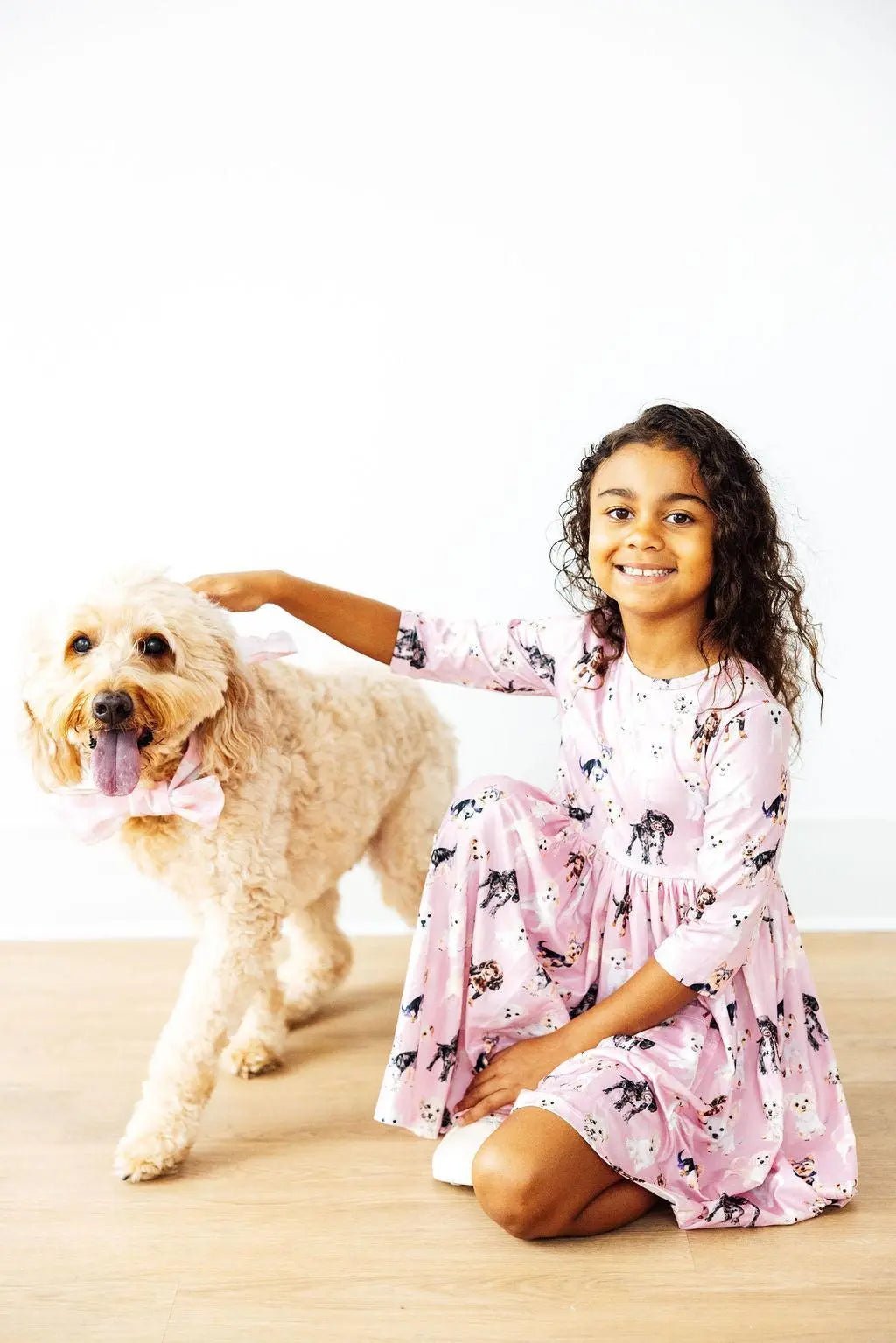 Mila & Rose ® Puppy Kisses 3/4 Sleeve Pocket Twirl Dress - 