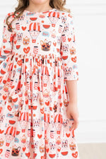 Mila & Rose ® Puppy Love 3/4 Sleeve Pocket Twirl Dress - 