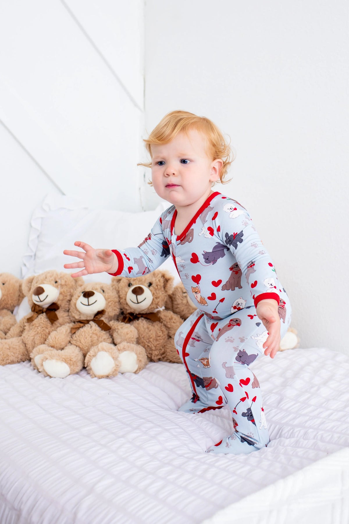 Bestaroo Puppy Love Baby Footie Onesie With Two Way Zipper For Easy Diaper Changes - 