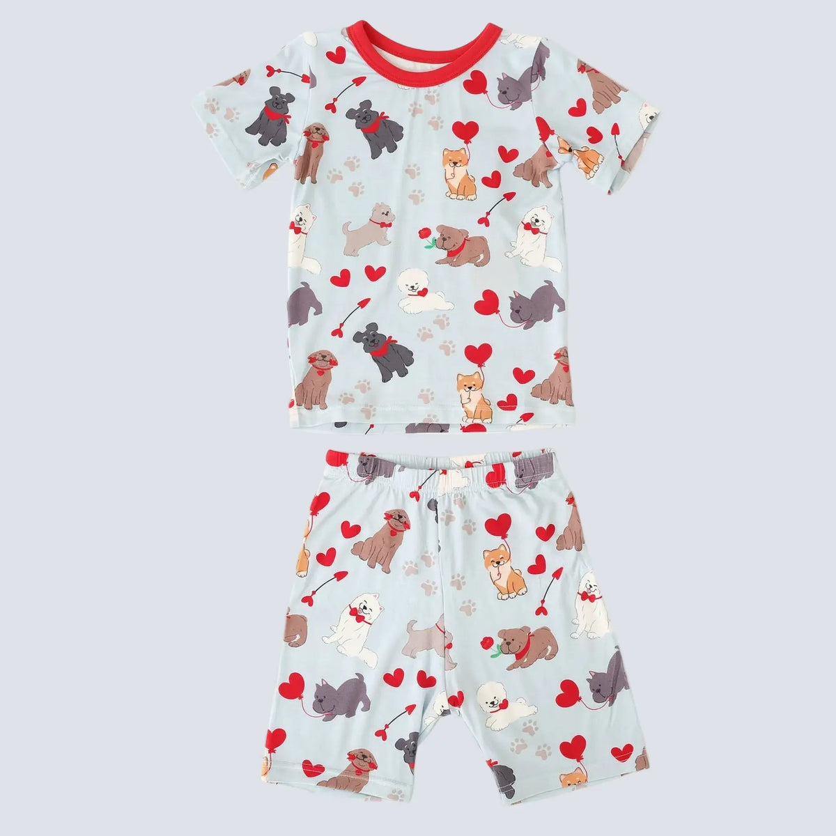 Bestaroo Puppy Love Bamboo Shorts Pajamas for Kids Soft Sleepwear - 