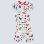Bestaroo Puppy Love Bamboo Shorts Pajamas for Kids Soft Sleepwear - 