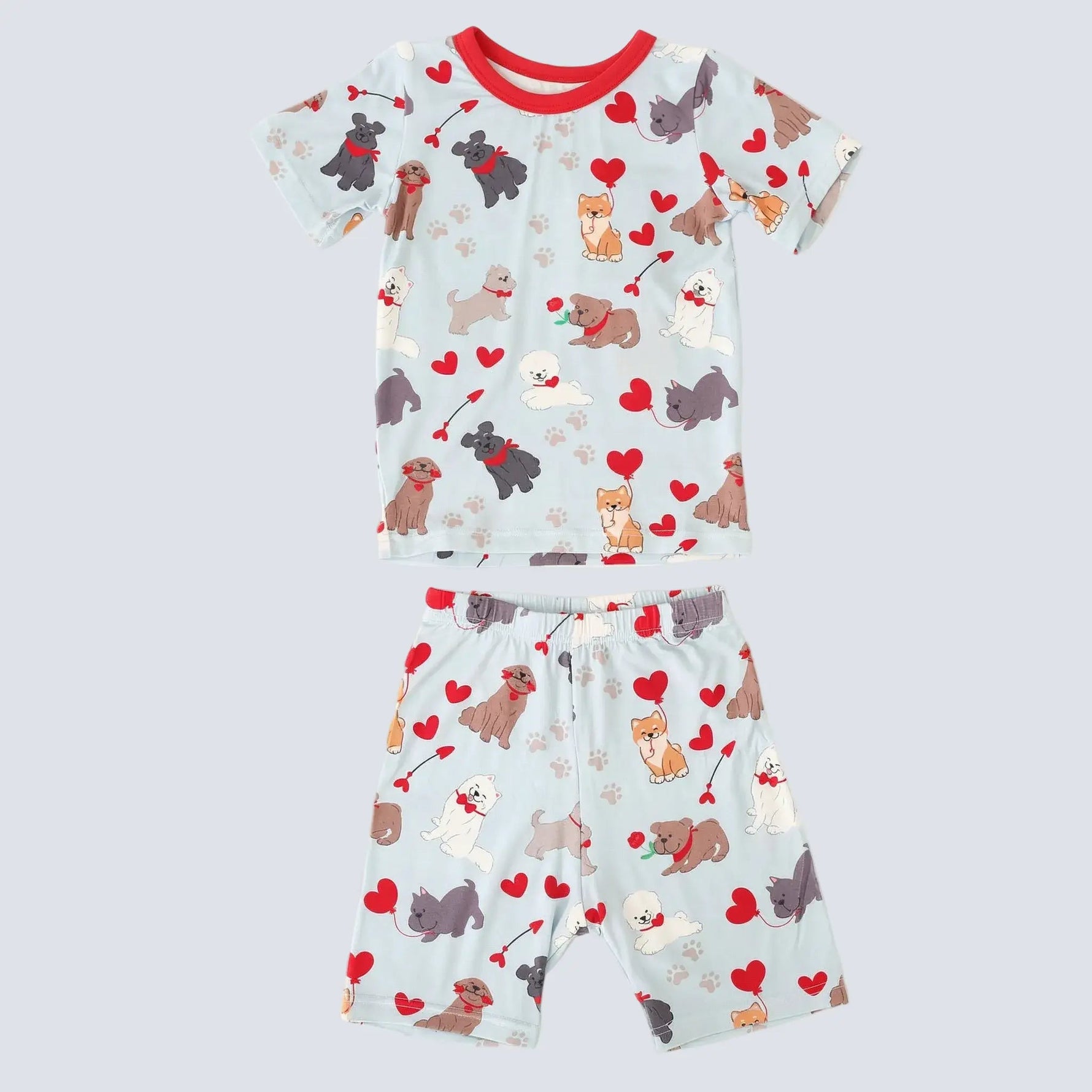 Bestaroo Puppy Love Bamboo Shorts Pajamas for Kids Soft Sleepwear - 