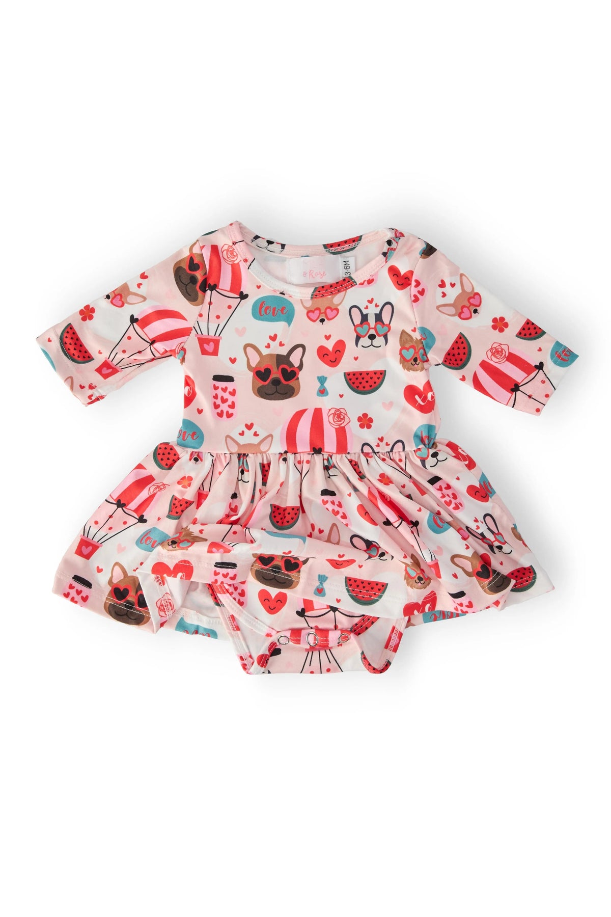 Mila & Rose ® Puppy Love Three Quarter Sleeve Twirl Bodysuit For Babies - 