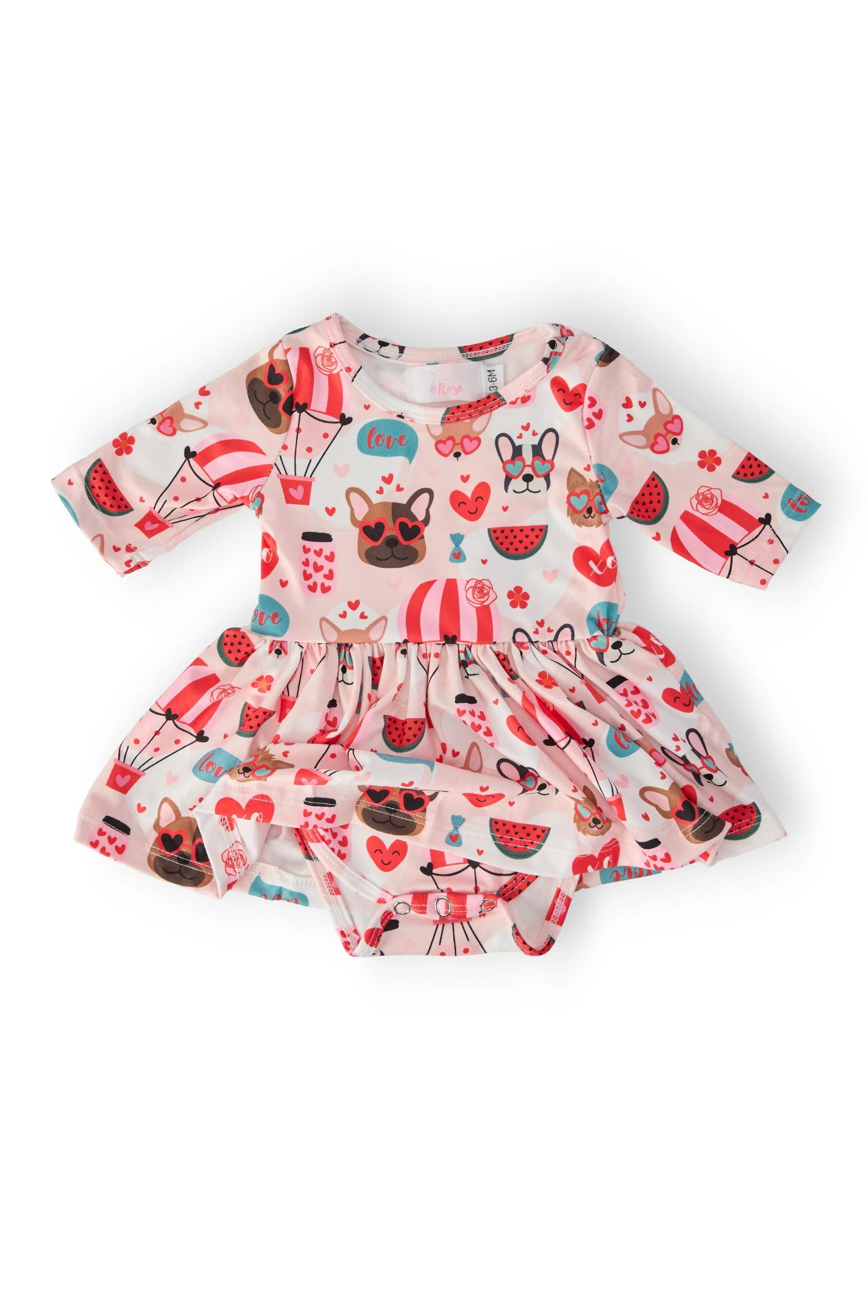 Mila & Rose ® Puppy Love Three Quarter Sleeve Twirl Bodysuit For Babies - 