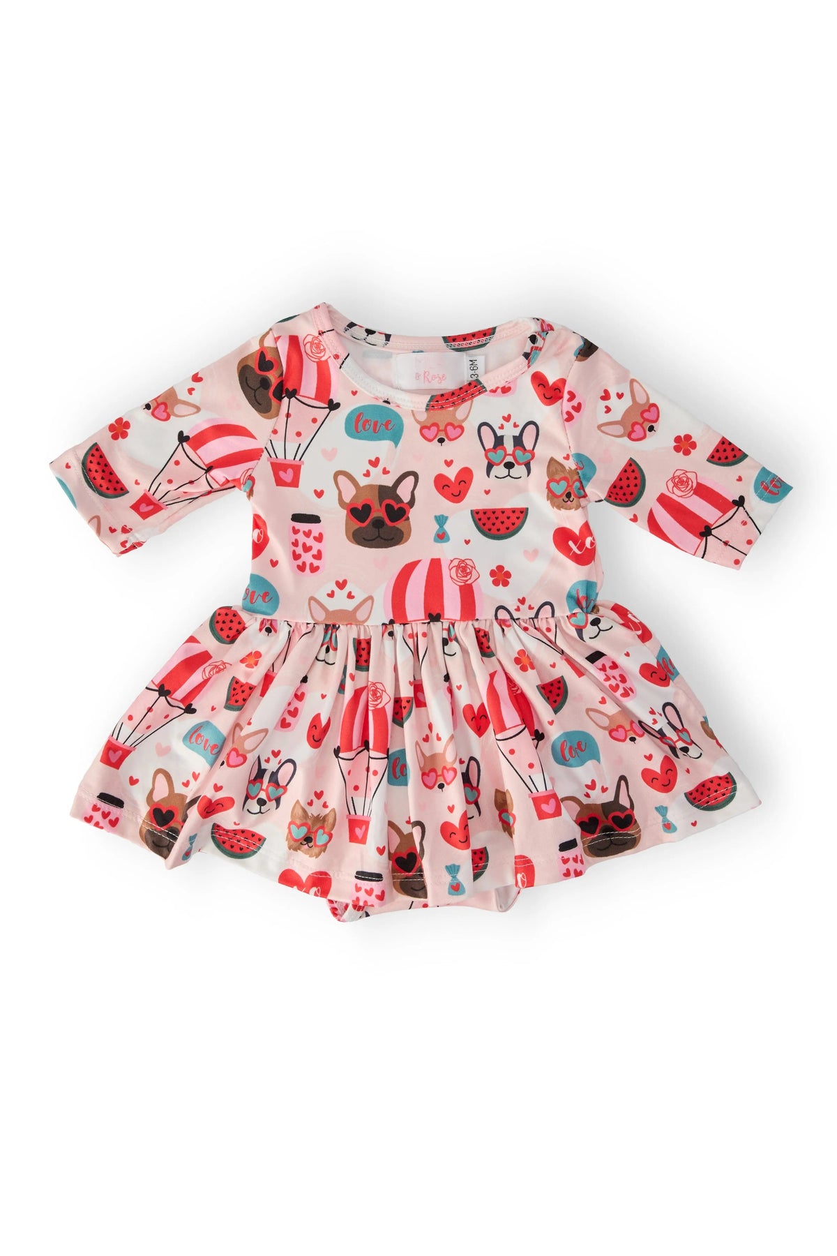 Mila & Rose ® Puppy Love Three Quarter Sleeve Twirl Bodysuit For Babies - 