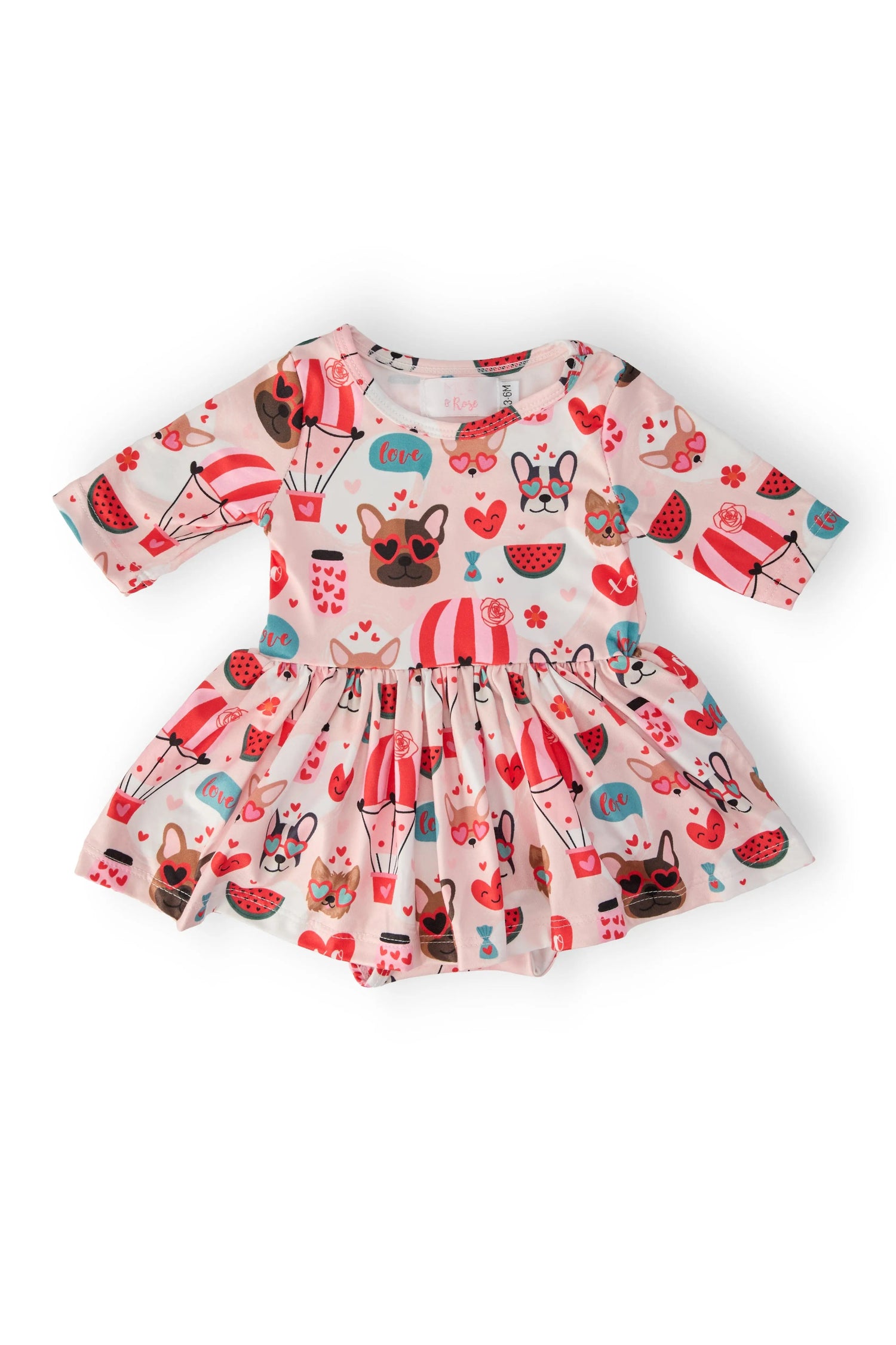 Mila & Rose ® Puppy Love Three Quarter Sleeve Twirl Bodysuit For Babies - 