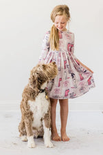 Mila & Rose ® Puppy Party 3/4 Sleeve Pocket Twirl Dress - 