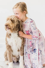 Mila & Rose ® Puppy Party 3/4 Sleeve Pocket Twirl Dress - 