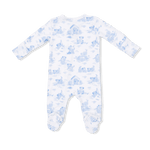 Angel Dear Puppy Toile Blue - 2 Way Zipper Footie, Swaddle & Bandana Bib Set - 