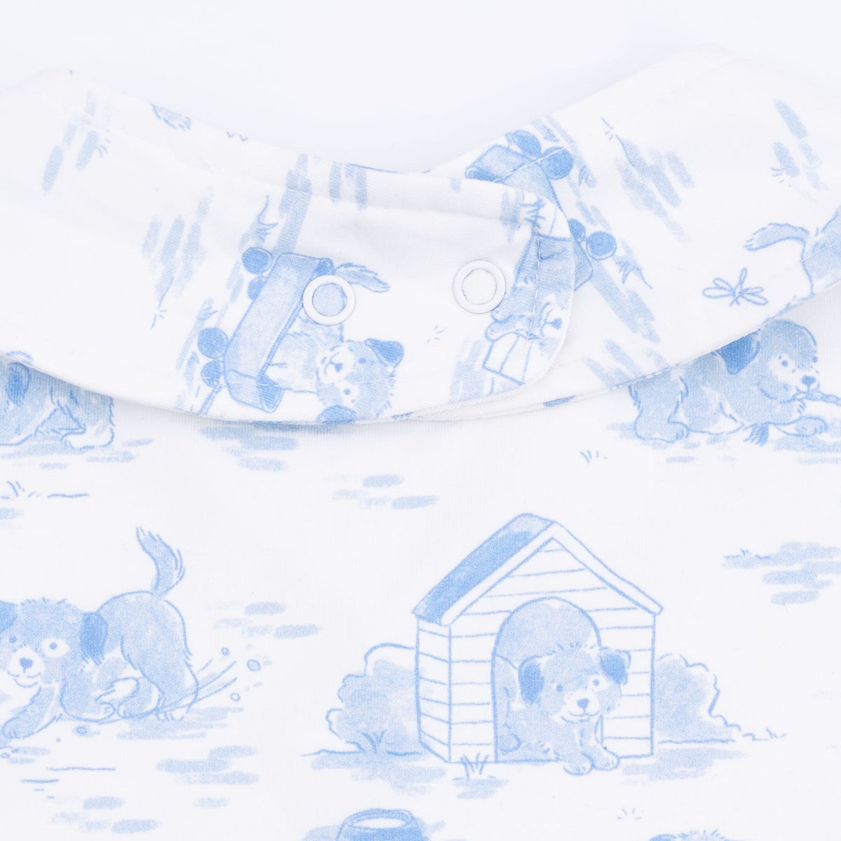 Angel Dear Puppy Toile Blue - 2 Way Zipper Footie, Swaddle & Bandana Bib SetEveretts Place