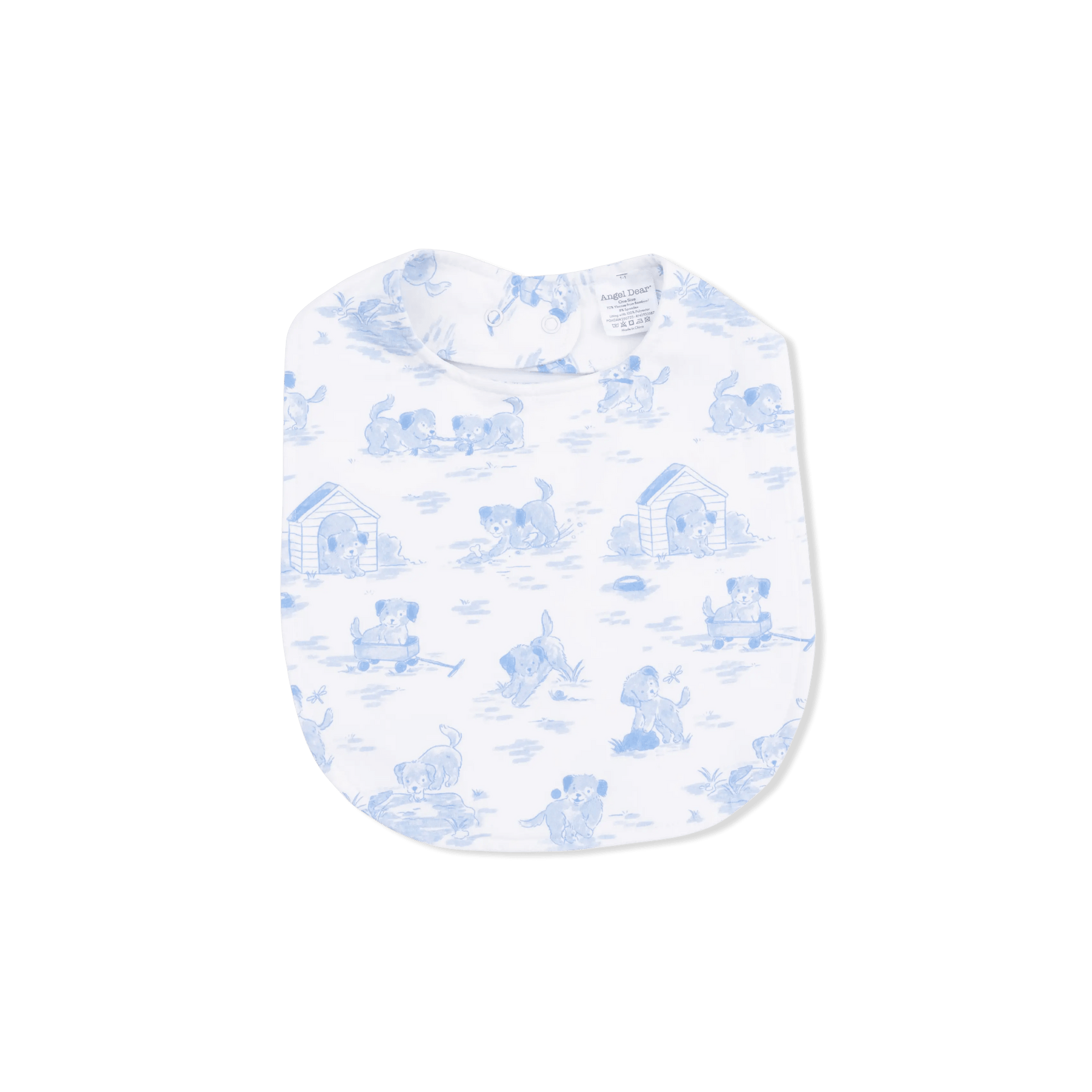 Angel Dear Puppy Toile Blue - 2 Way Zipper Footie, Swaddle & Bandana Bib Set - 