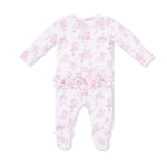 Angel Dear Puppy Toile Pink - 2 Way Ruffle Back Zipper Footie & Swaddle Blanket Set - 