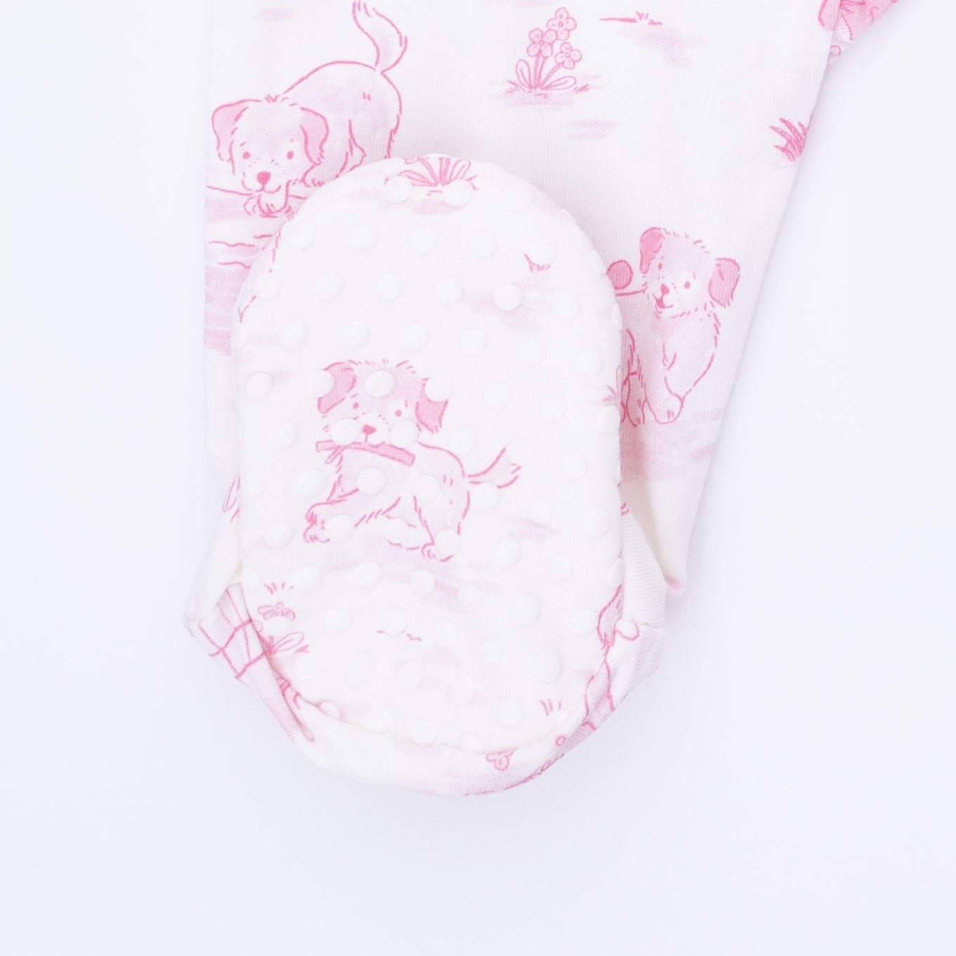 Angel Dear Puppy Toile Pink - 2 Way Ruffle Back Zipper Footie & Swaddle Blanket SetEveretts Place
