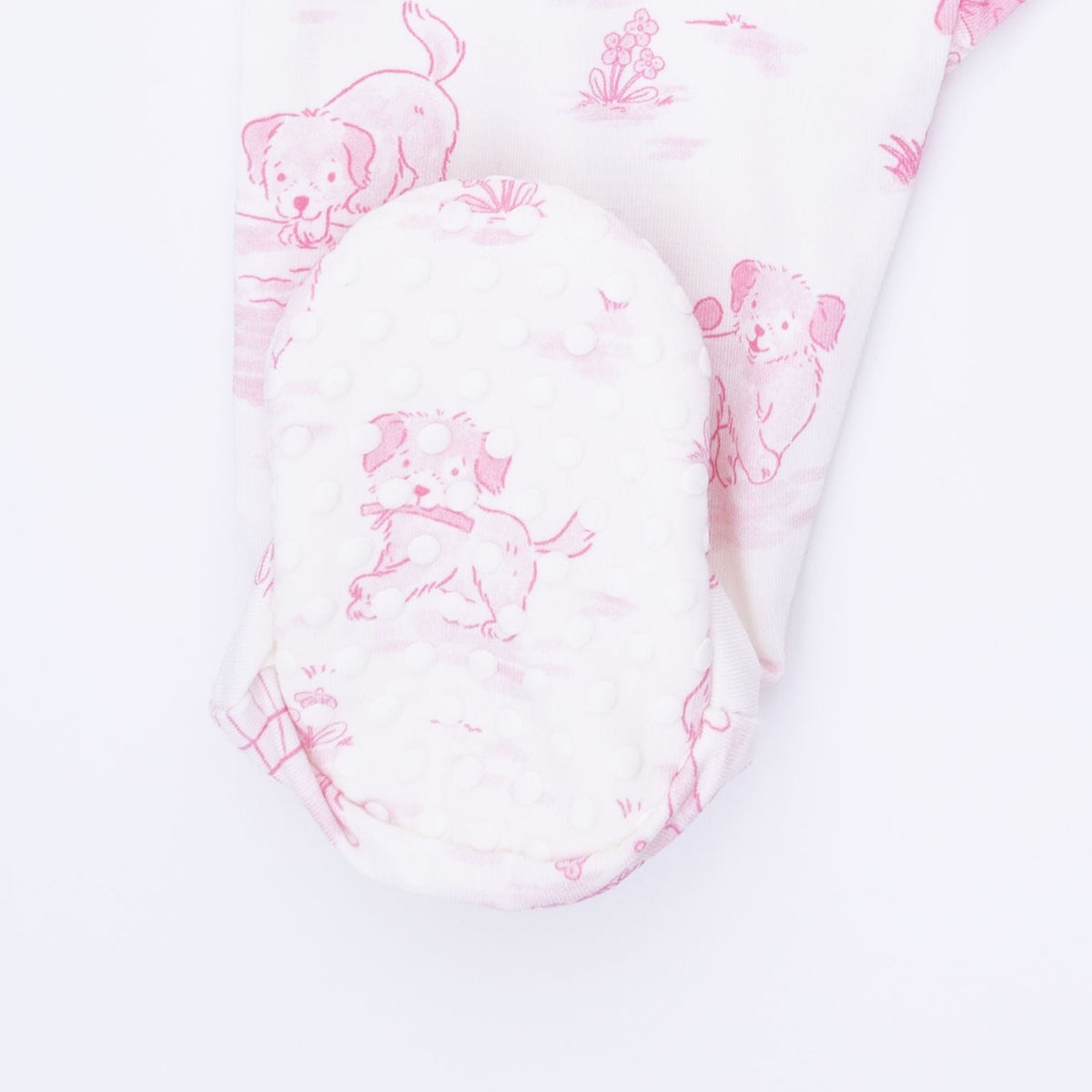 Angel Dear Puppy Toile Pink - 2 Way Ruffle Back Zipper Footie with Bandana Bib, and Swaddle Blanket SetEveretts Place