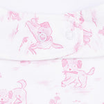Angel Dear Puppy Toile Pink - 2 Way Ruffle Back Zipper Footie with Bandana Bib, and Swaddle Blanket SetEveretts Place