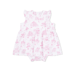 Angel Dear Puppy Toile Pink - Ruffle Bodysuit Dress - 