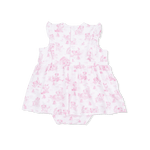 Angel Dear Puppy Toile Pink - Ruffle Bodysuit Dress - 