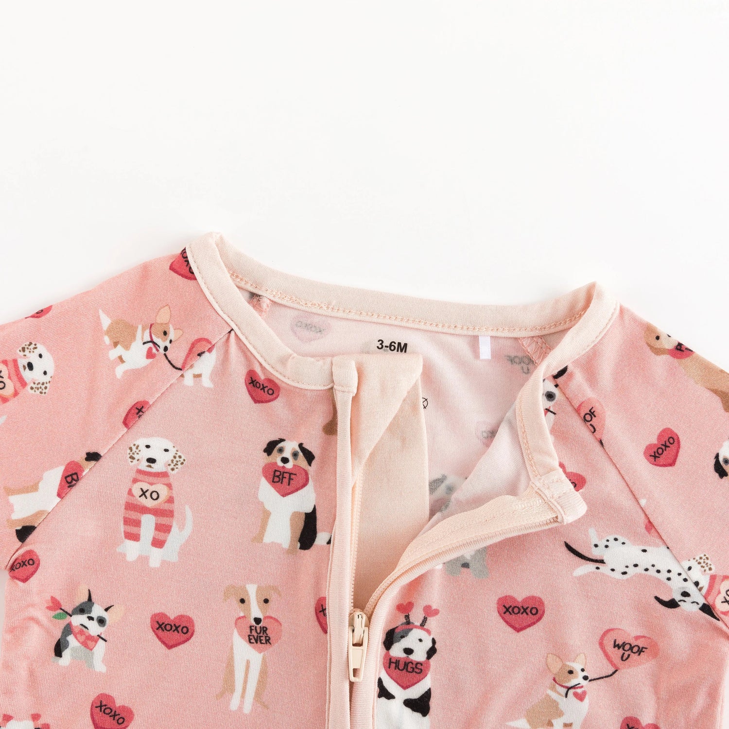 Dreamlet Pups And Kisses Convertible Zip Footies Pink Baby Sleepwear - 
