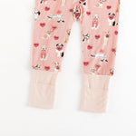 Dreamlet Pups And Kisses Convertible Zip Footies Pink Baby Sleepwear - 