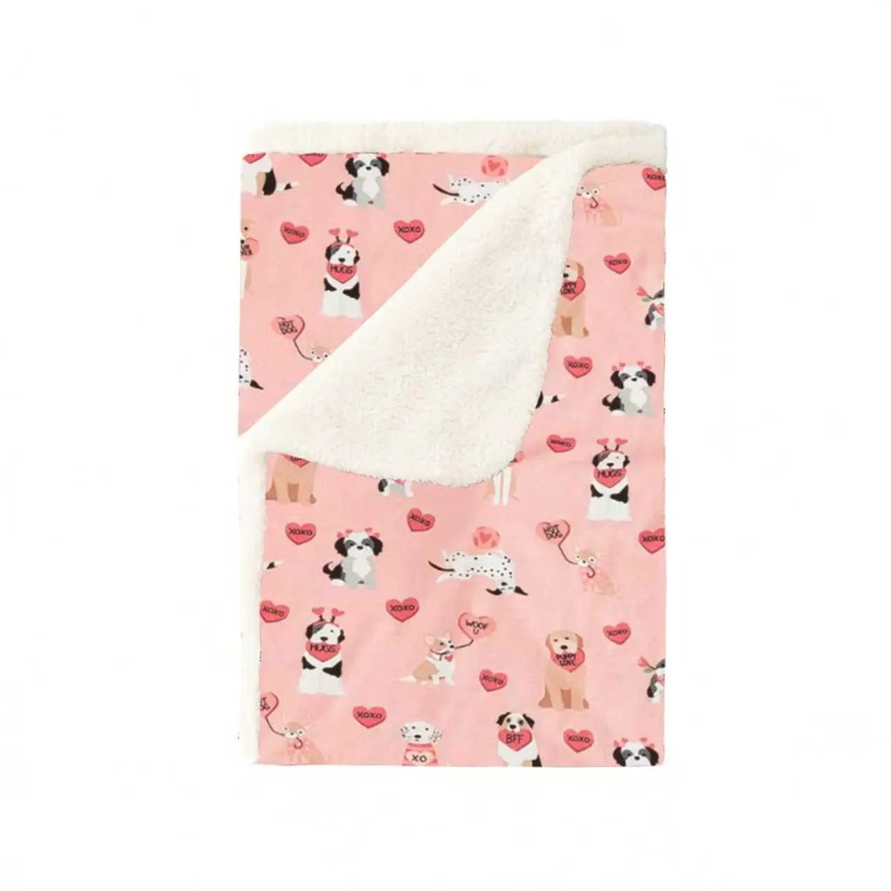 Pups & Kisses (Dream Luxe Blanket) - Pink Dreamlet 