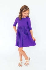 Mila & Rose ® Purple 3/4 Sleeve Pocket Twirl Dress - 