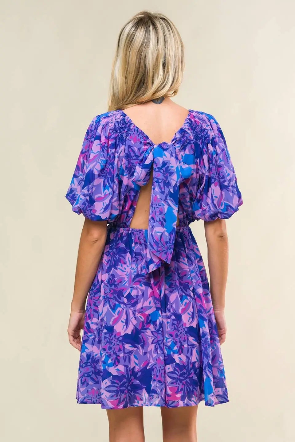 Purple Floral Open Back Dress Final Sale PinkBlush