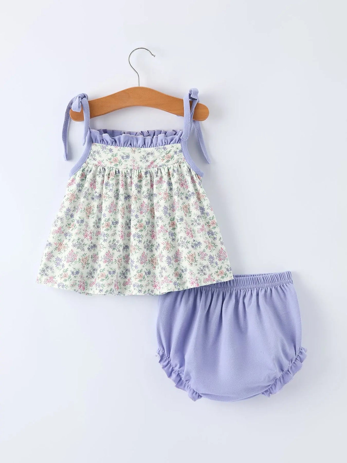 Rylee Faith Designs Purple Floral Smocked Embroidery Baby Girls Bloomers Set - 