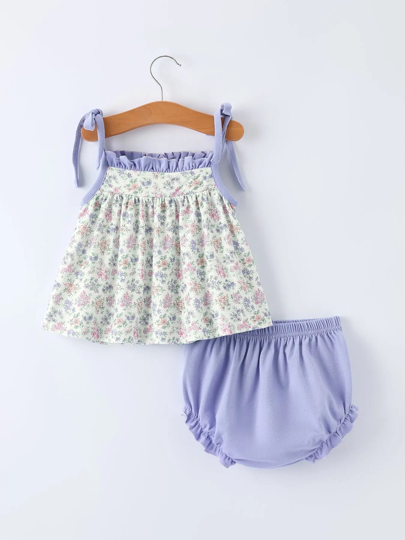 Rylee Faith Designs Purple Floral Smocked Embroidery Baby Girls Bloomers Set - 